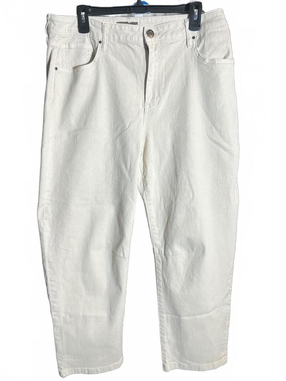 Kut from the Kloth Cream Ashley High Rise Slouchy Barrel Jeans Size 12 - Picture 2 of 9